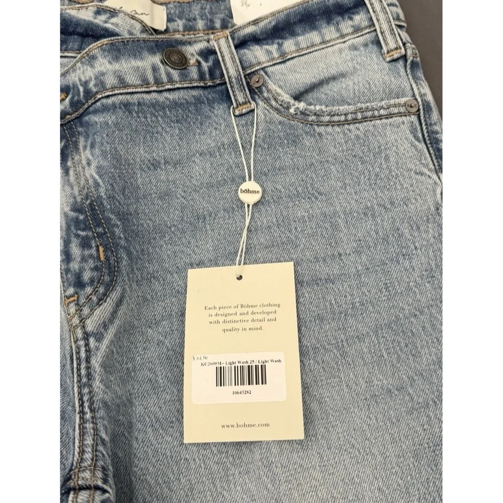 KanCan Jeans Womens 3/25 Light Wash Crossover Wide Leg Distressed High Rise NEW! - Picture 3 of 14